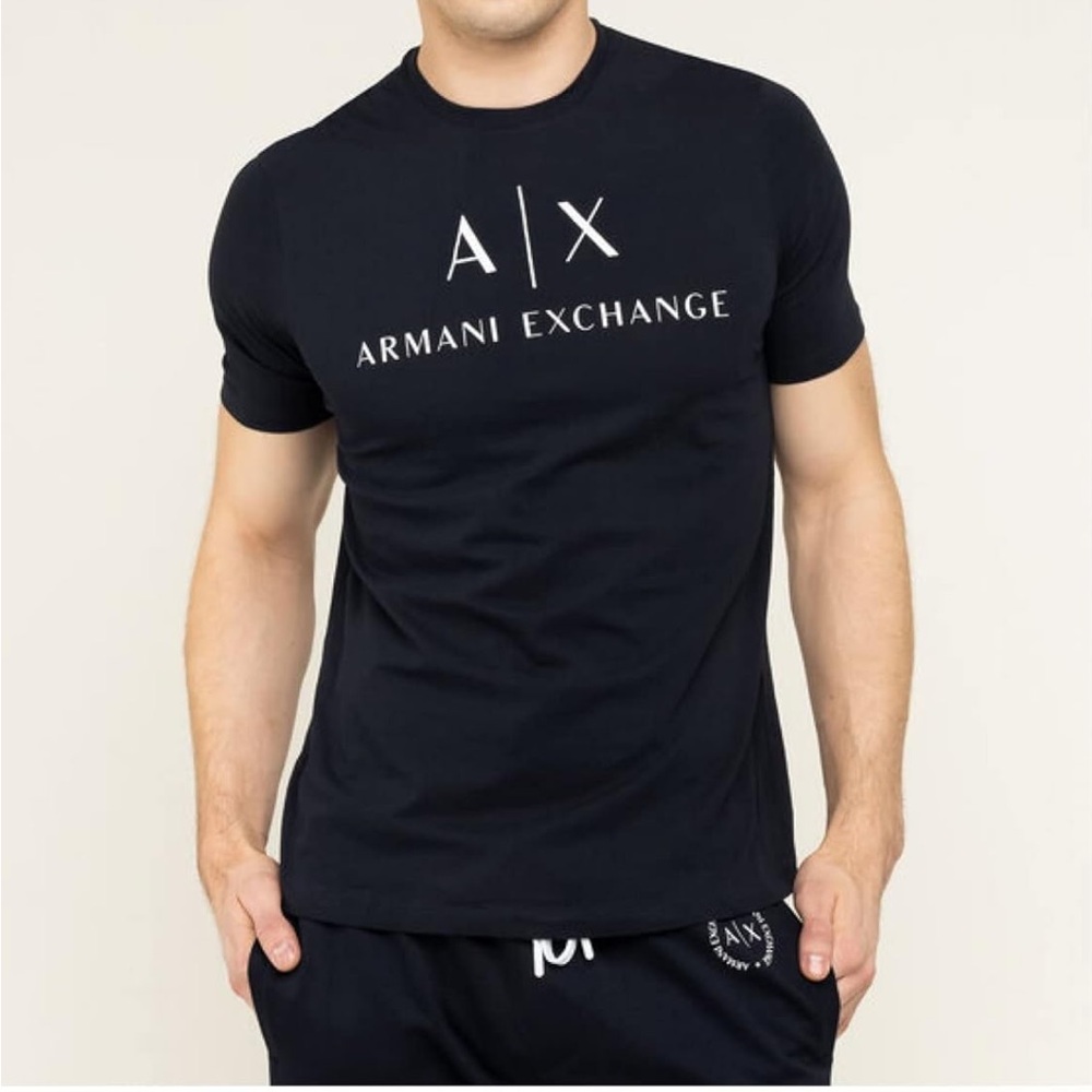 Armani Exchange Black Short Sleeve Tee with A|X Logo